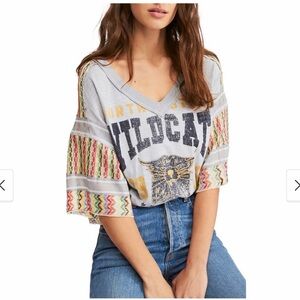 NWOT Free People Womens Wildcats Oversized Graphic T-Shirt Grey (small)
